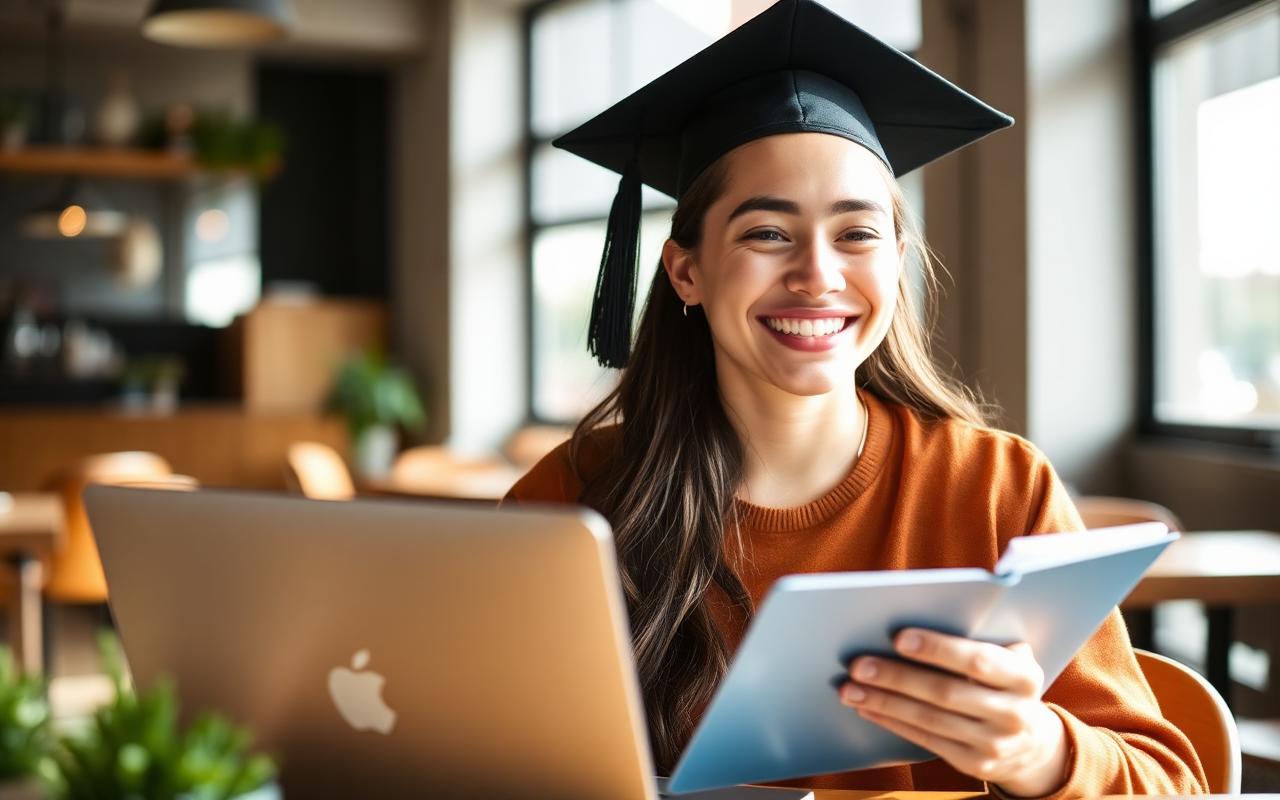 Successful Charvex intern with laptop